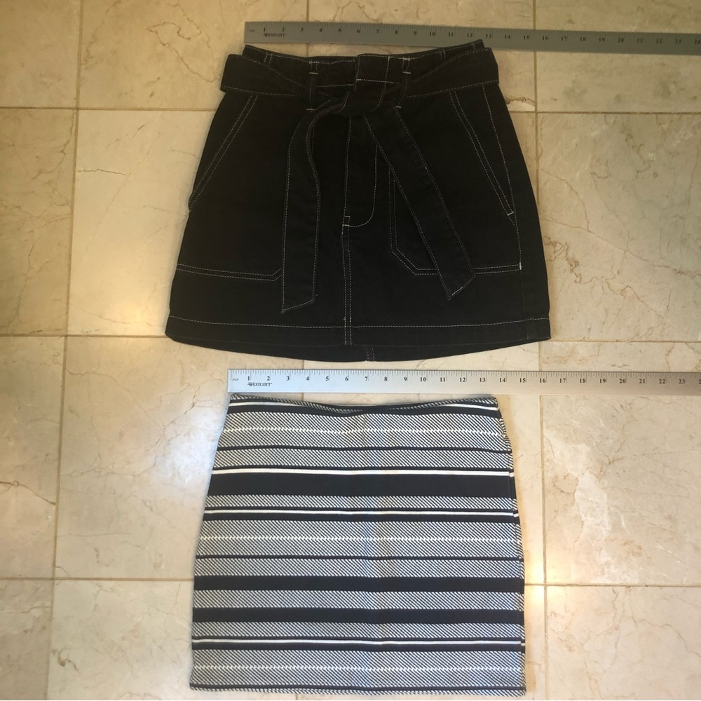 Mini skirt LOT of 2, dark denim zip and tie front and heavy thread stretch, Sz S - Picture 15 of 16